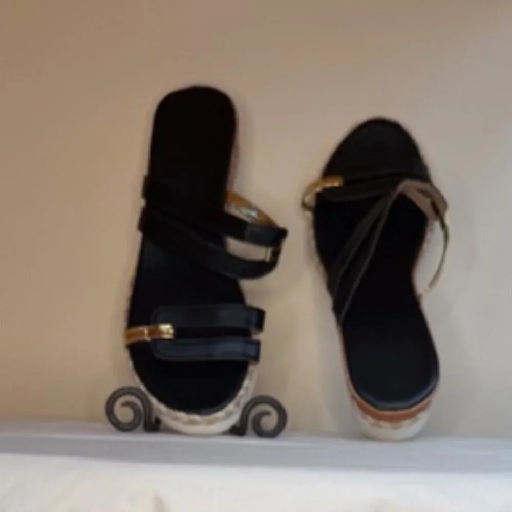Black Gold  Wedge Slides 11/42
